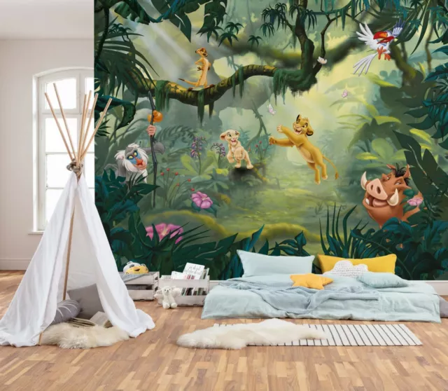 Dormitorio para Niños Foto Papel Pintado Mural Gigante Rey León Verde Selva Arte