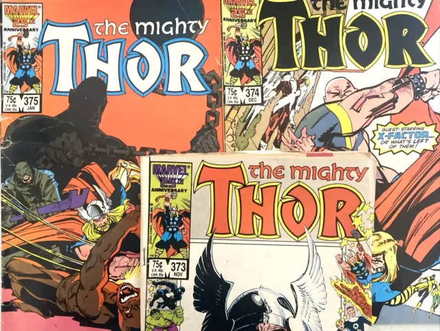 Thor. 1St Series # 373-375. (3 Issue Lot).  Nov. - Jan. 1986/87. Low-Mid Grade.