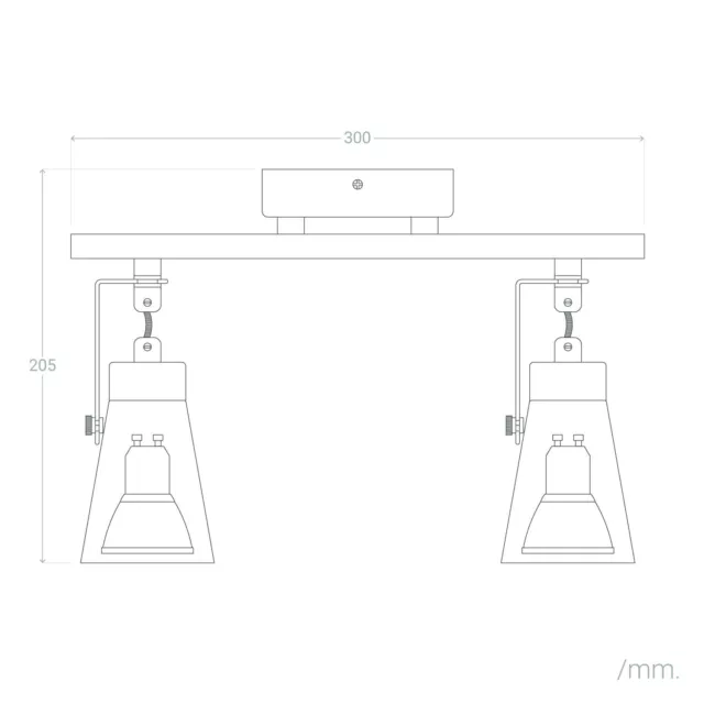 Plafonnier Orientable Métal et Bois Mara 2 Spots Lampe de Plafond Orientable 2