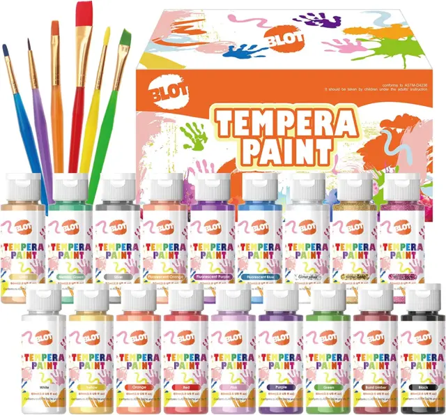 Temperafarben Kinder 18 Farben Waschbare Fingerfarben Für Kinder Bastel Plakatfa