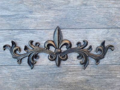 Cast Iron, Fleur de Lis, Topper, Wall Plaque, Old World, Tuscan, French Country