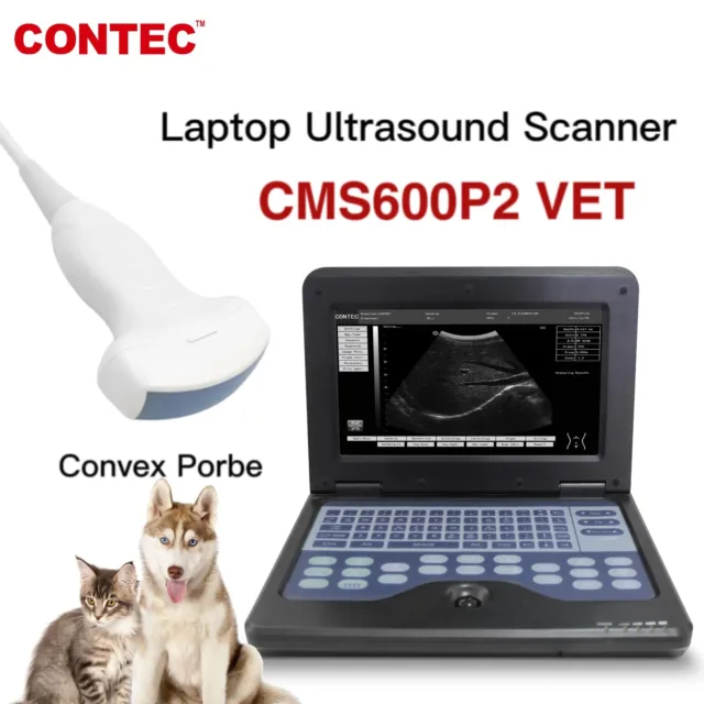 Laptop Veterinary B-Ultrsound Scanner Machine VET Use Convex Probe Animal CONTEC