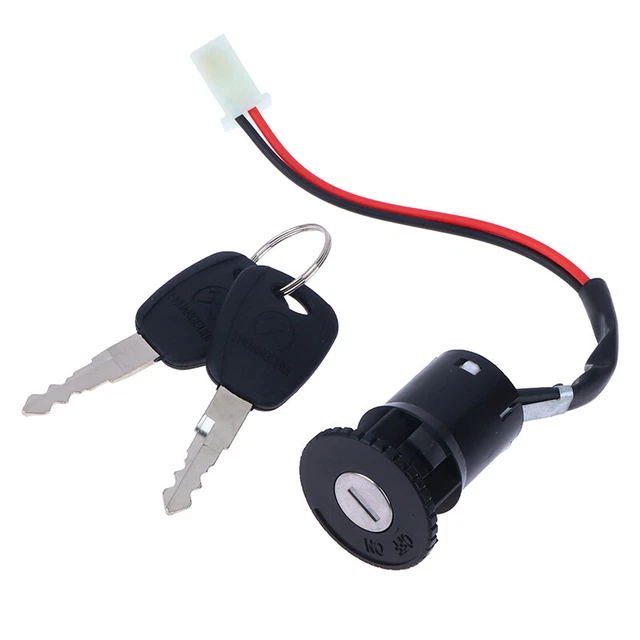 1 set 2 interruttori di accensione fili con blocco on-off a 2 tasti per scooter elettrico ~^