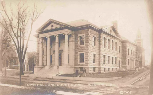 1913 RPPC Westerly Washington County Rhode Island Town Hall Court House Postcard