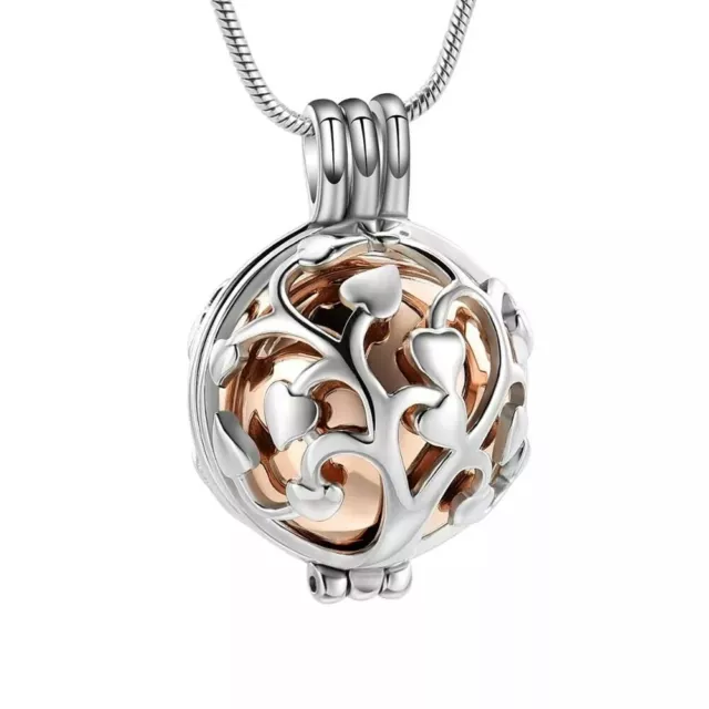 Silver Urn Heart Cremation Pendant Keepsake Memorial Necklace Jewellery Ashes