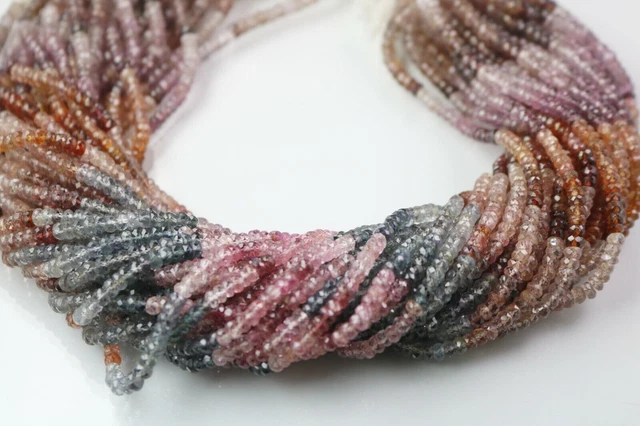 Natural Multi Spinel Faceted Beads, AAA+ 13 inch Wholesale Burma Spinel 3.5-4 mm