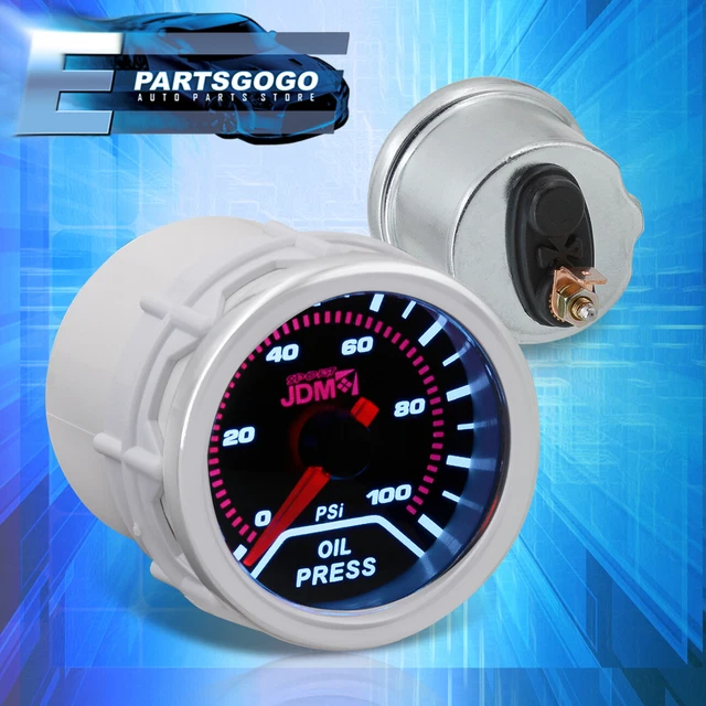 For Mustang Focus Fiesta Flex 2" 52MM Oil Pressure Reverse Glow Gauge Smoke Tint