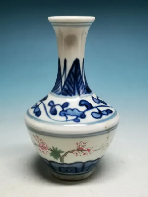 Rare Chinese Blue And White Porcelain Peach blossom Flowers  Vase W Mark  C70