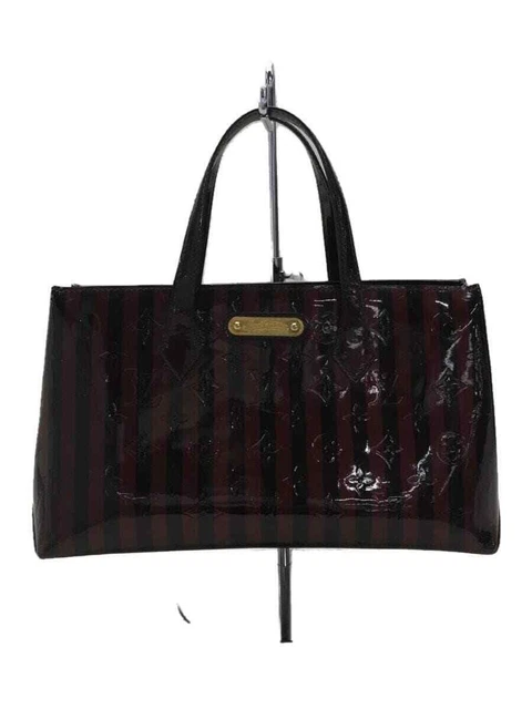 LOUIS VUITTON M91701 Vernis Rayure Wilshire PM Hand Bag Wine Red Ex++ 230423T