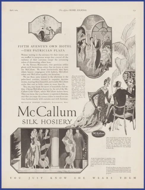 Vintage 1924 McCALLUM Silk Hosiery Lingerie Fashion Art Décor 20's Print Ad