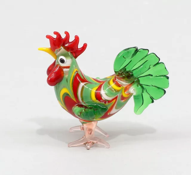9973701-x Colorato Vetro Figura Gallo Polli 6x6cm Risoluzione Raccolta
