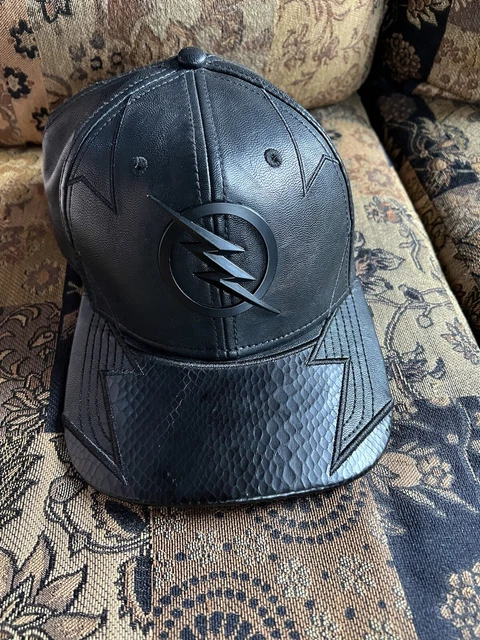 DC Comics The Flash Black Faux Leather Snapback Hat Cap