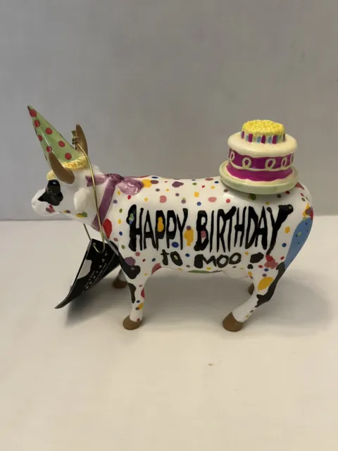 Vintage Cow Parade Happy Birthday To Moo Figurine 2003 Retired w Box
