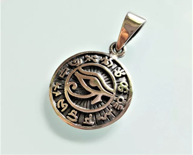 Eye of Horus STERLING SILVER 925 Pendant Ancient Egyptian Hieroglyph Symbols of