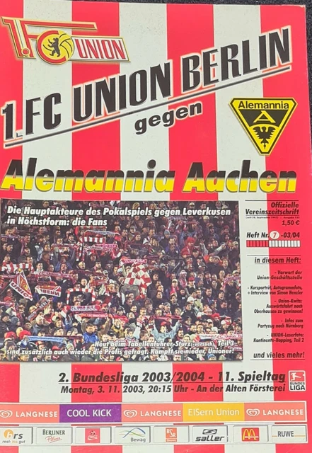 2003/04 2.BUNDESLIGA 1.FC Union Berlin Alemannia Aachen EUR 1,00