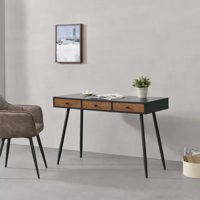 [en.casa] Schreibtisch Konsolentisch Highboard Konsole mit 3 Schubladen Schwarz