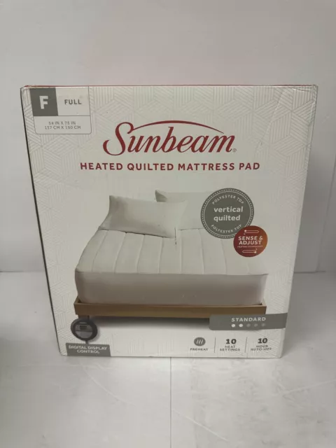 Sunbeam Heated Quilted Mattress Pad Full Size Vertical Quilted Brand New