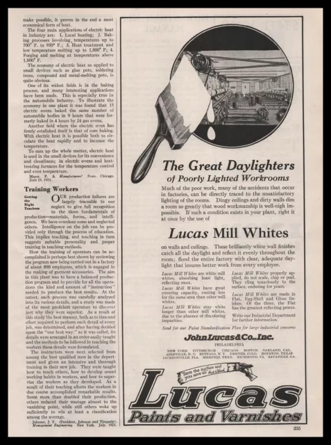 1921 Lucas Mill Whites Paint & Varnish "The Great Daylighters" Vintage Print Ad