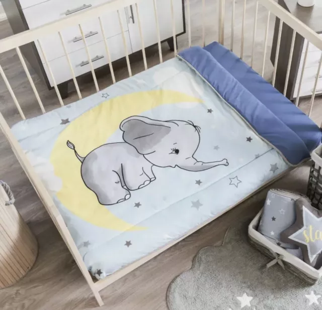 Elefante Feliz Juego De Cama Para Cuna Niño 3 Pcs 100% Algodón