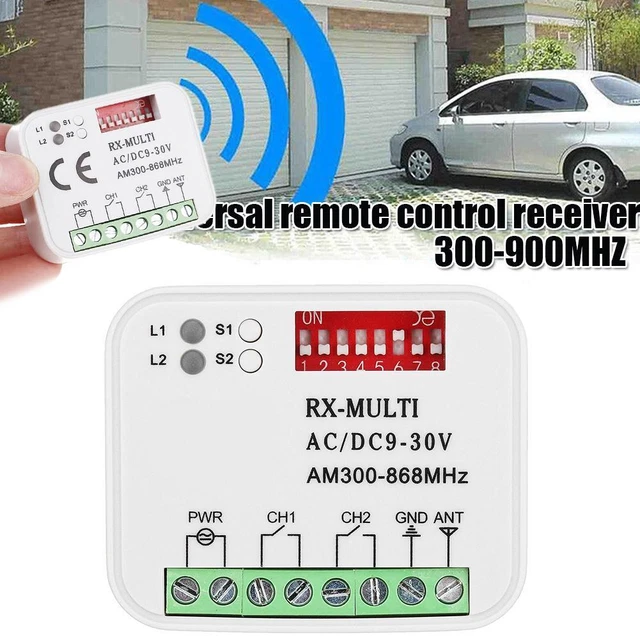 Récepteur Universel RX 300-868 MHz 2 Canaux - Pour Porte De Garage, Télécommande, 12-24V