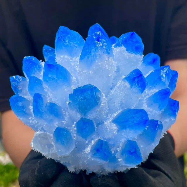 2.13LB New Find sky blue Phantom Quartz Crystal Cluster Mineral Specimen Healing