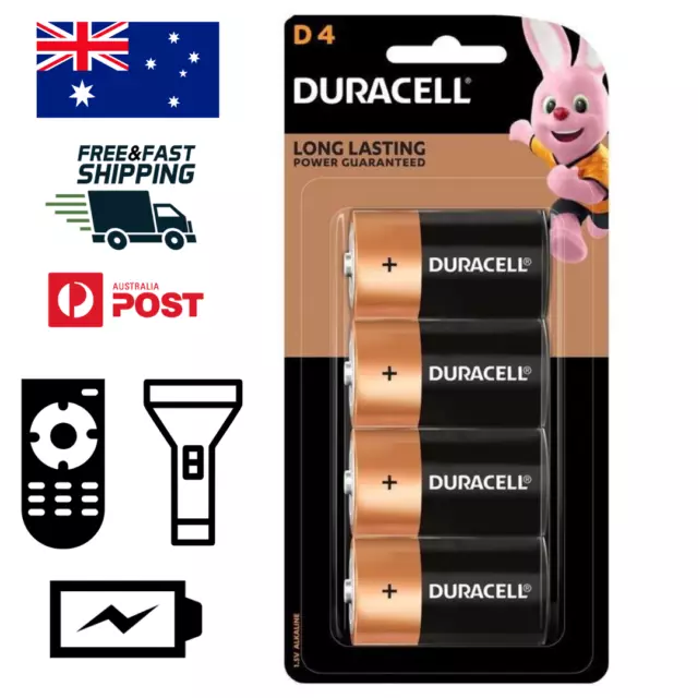 Duracell Size D Alkaline Battery Coppertop Duralock Flashlight Batteries 4 Pack