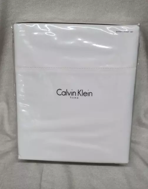Calvin Klein  Queen Sheet Set  100% Combed Cotton ~ White *New
