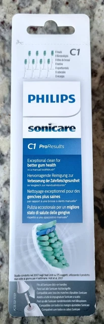 Cabezales de cepillo blancos Philips Sonicare HX6018 Pro Results - paquete de 8