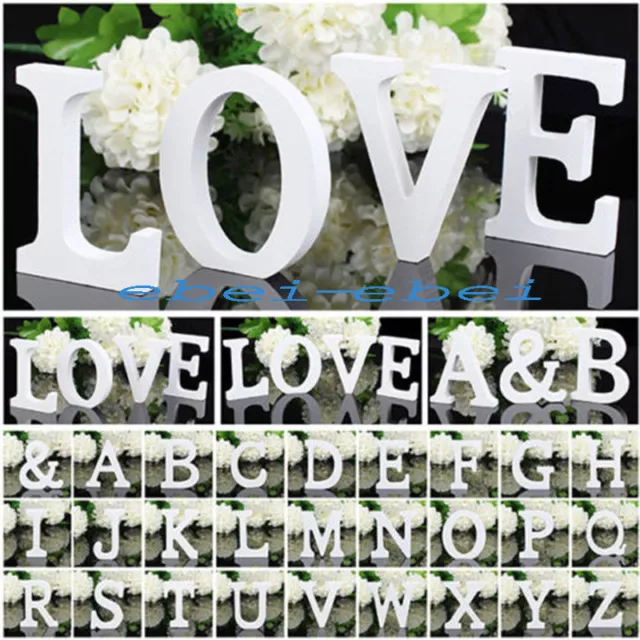 New Freestanding Wood White Letters Alphabet Bridal Wedding Party Decoration A-Z