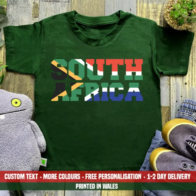 Kids South Africa Flag T-shirt Rugby African Springbok Cricket Birthday Gift Top