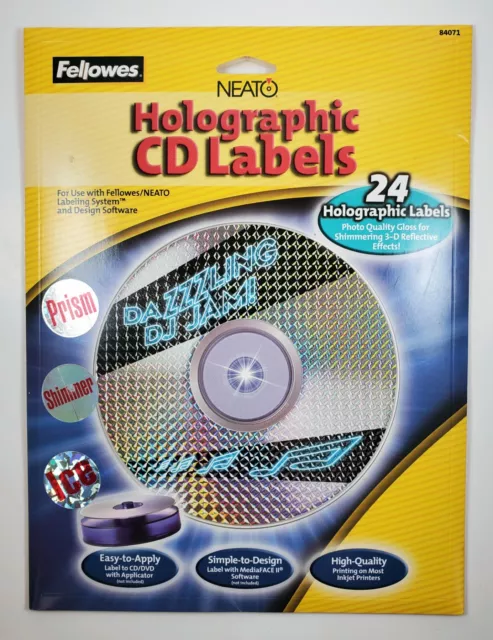 Fellowes Neato CD/DVD Holographic CD Labels 24 Labels  #84071  (K)