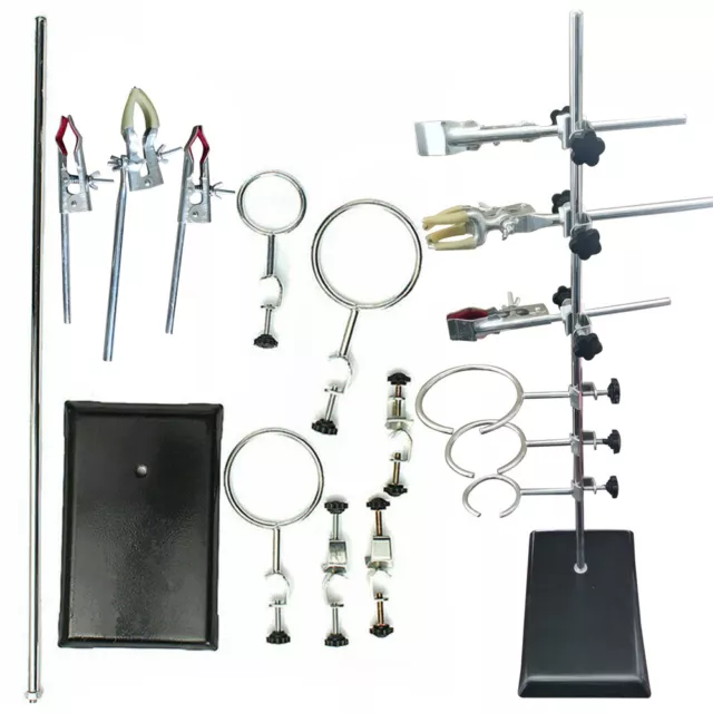 Chemistry Lab Support Iron Stand Holder Flask Condenser Clamp Retort Ring W/Clip