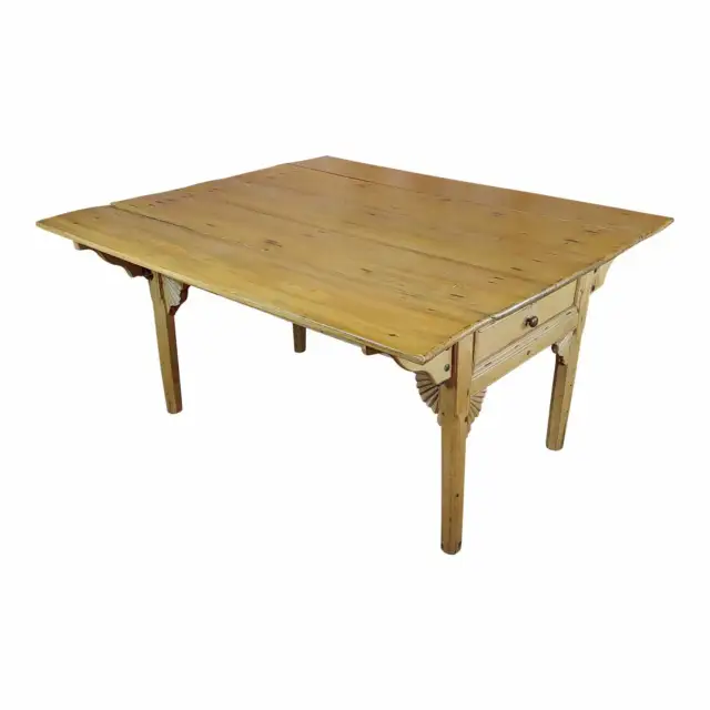 19th century French Farmhouse Pine Drop Leaf Dining Table