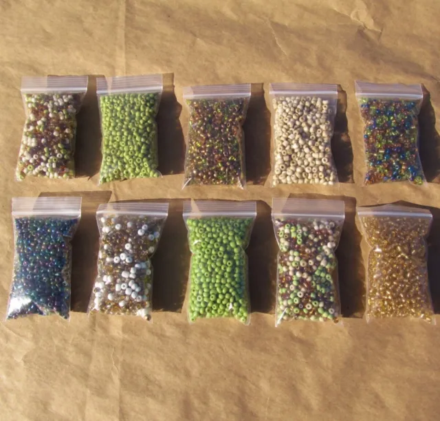 Lot 10 Bags GREEN GOLD SEED BEADS Craft Jewelry Making 6MM Over 1 POUND