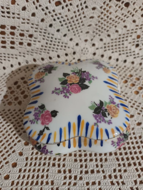 bonbonnière vide poche porcelaine LIMOGES vintage décor floral - Vendu