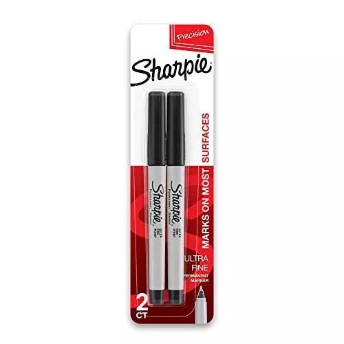SHARPIE 37161PP Permanent Markers, Ultra Fine Point, Black, 2 Count