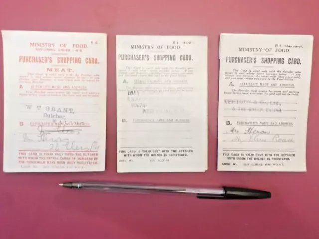 WW1 Ministry of Food Rationing Cards 1918