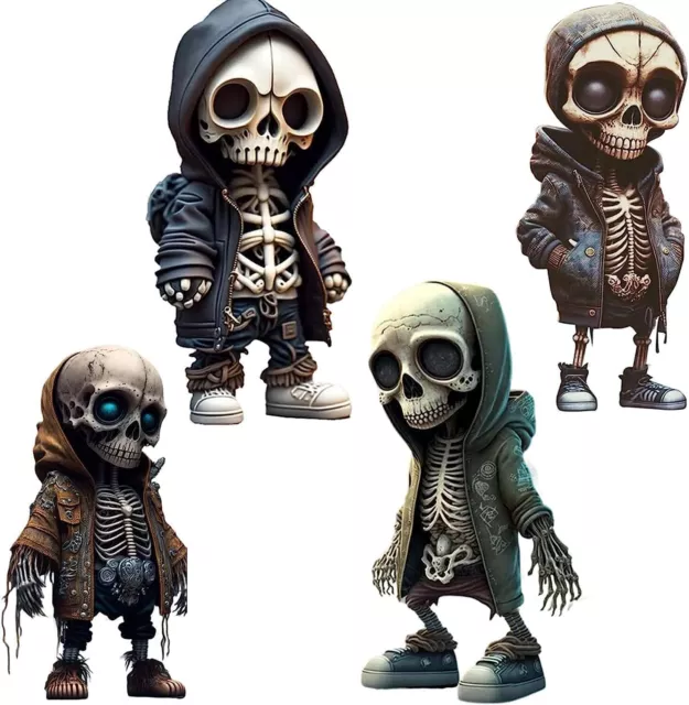 Halloween Skeleton Figurines Resin Street Skull Statue Collectible Cool Ornament