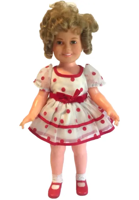 Vtg 1972 SHIRLEY TEMPLE DOLL By Ideal STAND UP & CHEER Doll Red Polka Dot Dress