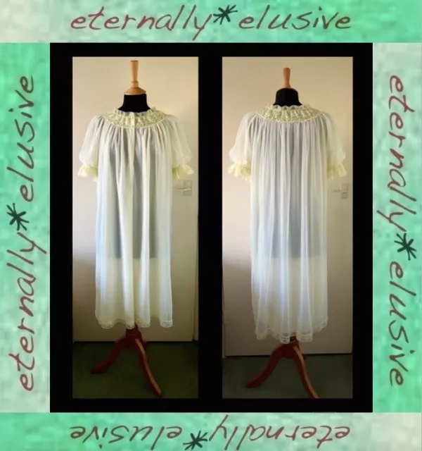 ST MICHAEL 50s 60s VTG Double 2 Layer Ultra Sheer Nightie Gown NightDress 10 12