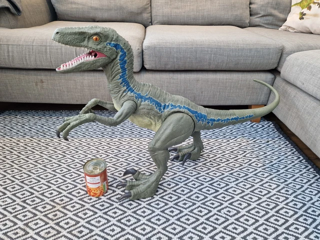MATTEL JURASSIC WORLD Super Colossal Velociraptor Blue Large Dinosaur ...
