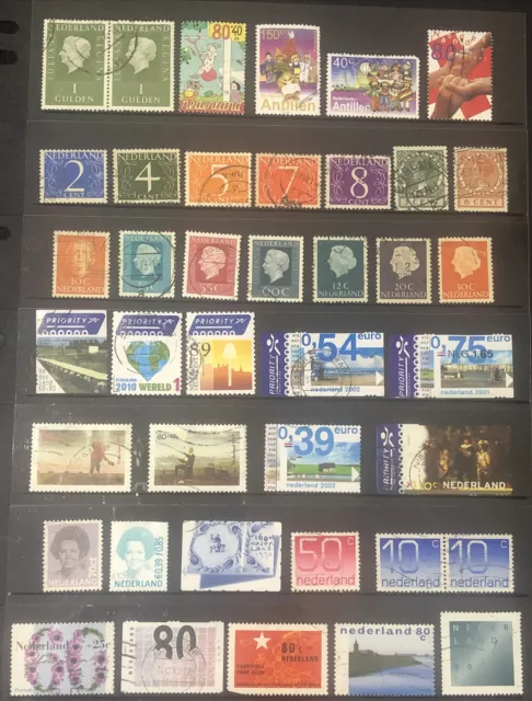 NETHERLANDS 40 FINE VARIED ASSORTMENT USED STAMPS Including Early, 2 Joined Pair