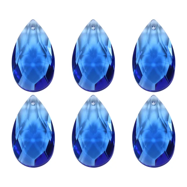 K9 Crystal Pendants Teardrop Beads, 6 Pack 38mm Chandelier Prisms DIY Blue