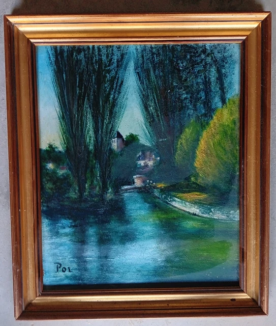 Tableau à L'huile Original Paris Tour Eiffel 1922 - Martin - Encadré 50x69 Cm