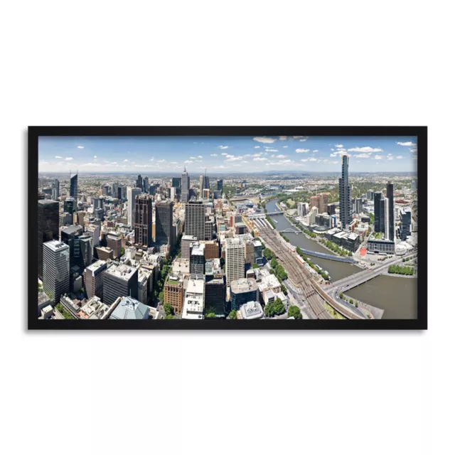 Diliff Melbourne City Skyline Australia Panorama Photo Long Framed Art 25X12"