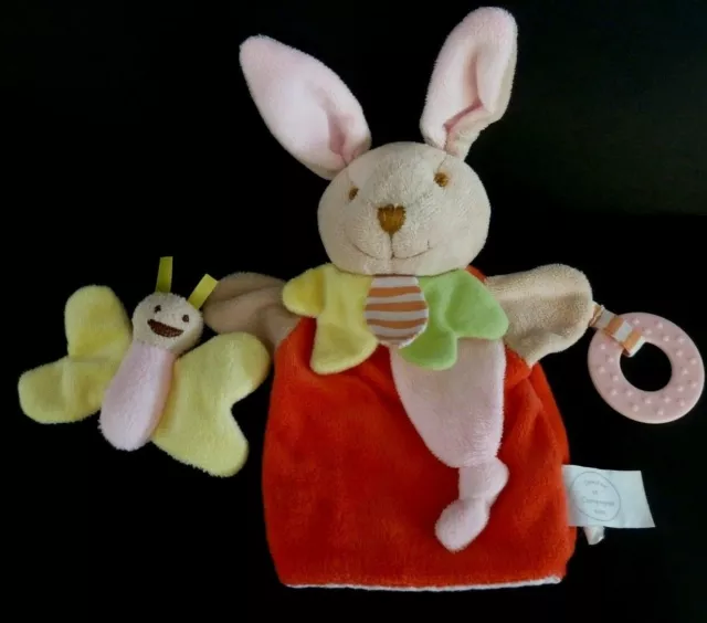 J5. Doudou Et Compagnie Marionnette Lapin Magic Rouge Rose Jaune Papillon Neuf*