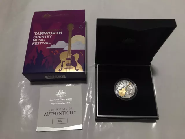 2022 Tamworth Country Music Festival Gold Plated Silver Proof 50c #0099 2