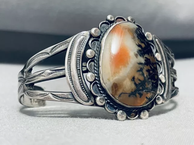 Very Old And Early Vintage Navajo Petrified Wood Sterling Silver Bracelet 3