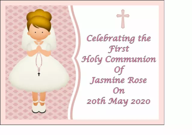 Girls Personalised First Holy Communion Edible Icing Cake Topper Decoration  A4