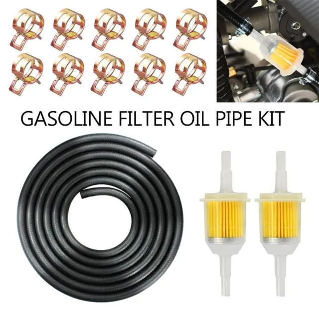 Motorcycle Gasoline Filter Oil Pipe Kit 1/4" 6mm Line Fuel Oil Gas Line ATV Part